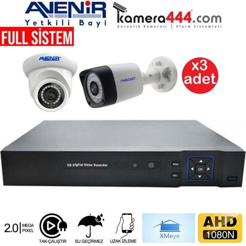 Avenir 3 Kameralı AHD Ekonomik Paket Kamera Sistemi